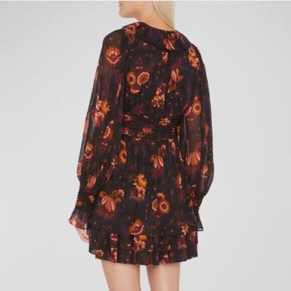 Ulla Johnson Adara Tiered-Ruffle Mini Silk Dress in Valerian NWT Size 4 - Picture 3 of 10